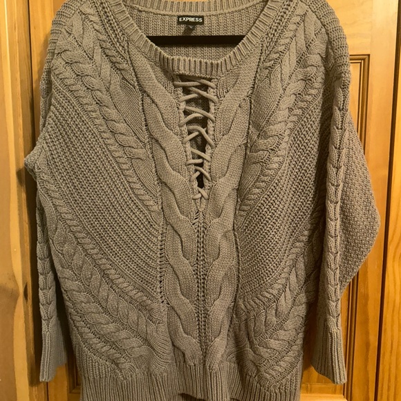 Express Women's Taupe Cable Knit Sweater - Picture 1 of 3